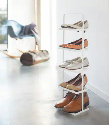 Front. Yamazaki Home - Shoe Rack (31" H) - Steel - White.
