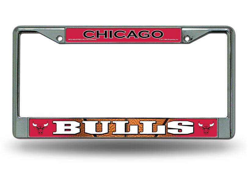 Chicago Bulls - 12" x 6" Standard Size - Chrome Metal License Plate Frame