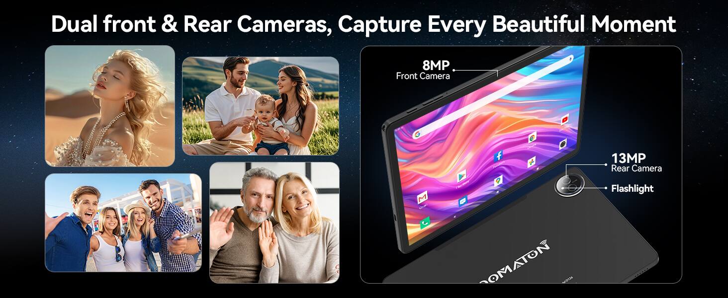 Dual front & Rear Cameras, Capture Every Beautiful Moment

8MP Front Camera

13MP Rear Camera

Flashlight

MOMATON D126