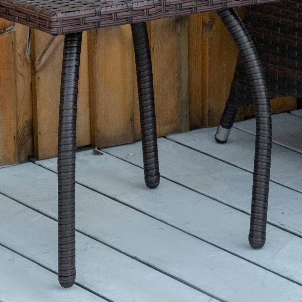 Alt View 4. Kadyn - Tables,Patio Tables,Small Square Rattan End Table, All-Weather Material Coffee Table, Brown - Brown.