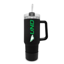 The Fanatic Group - North Dakota 40oz. Stainless Tumbler with Handle & Removable Straw - Black