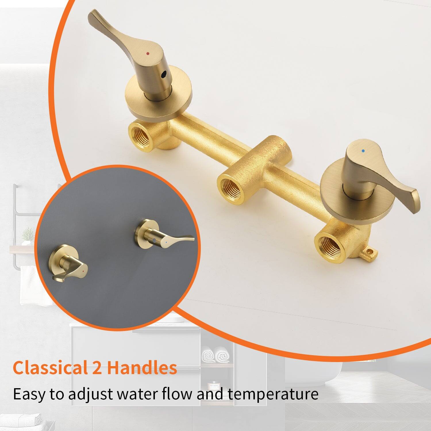 Classical 2 Handles  
Easy to adjust water flow and temperature