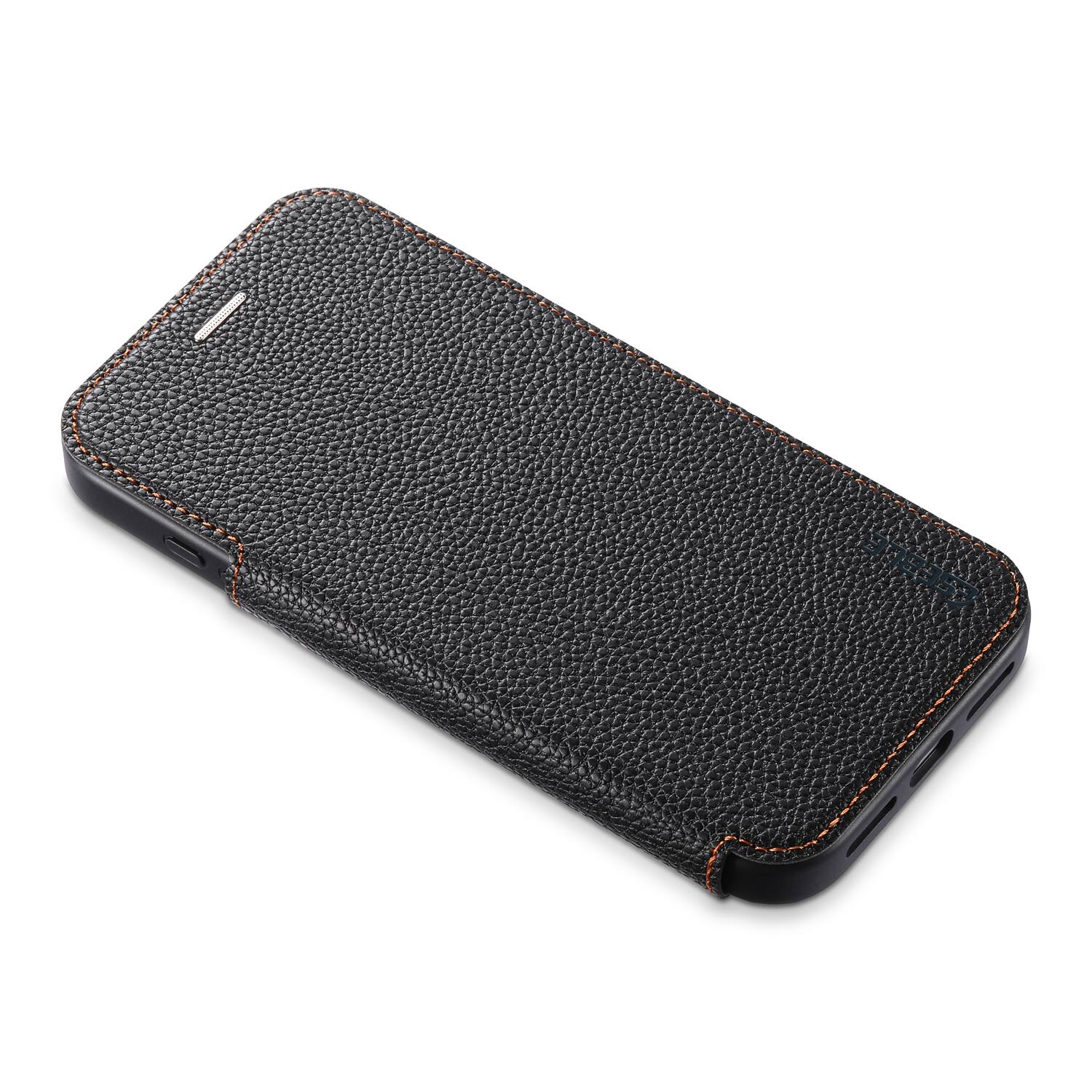 Left. Dteck - Ultra-Thin Faux Leather Card Slot Case for Apple iPhone 17 Pro Max,Wireless Charging,Flip Card Pocket Phone Cover - Black.