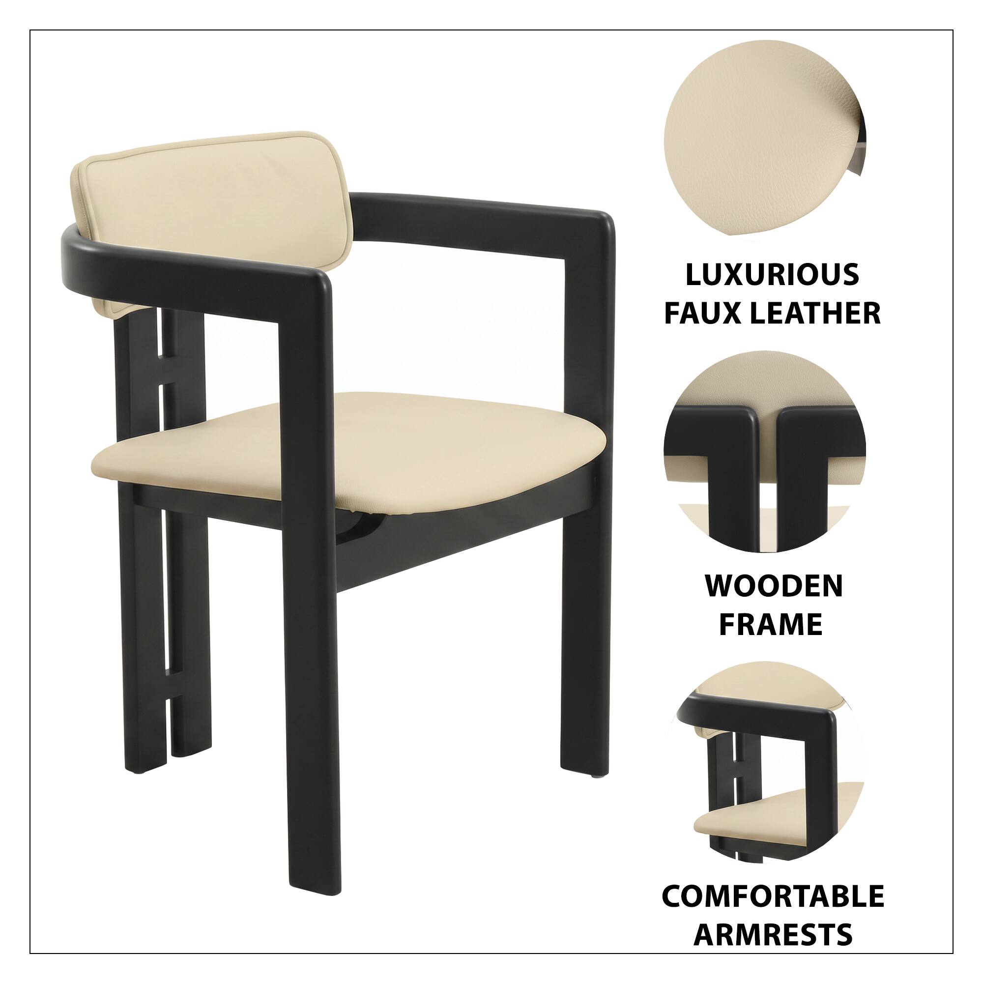LUXURIOUS FAUX LEATHER  
WOODEN FRAME  
COMFORTABLE ARMRESTS