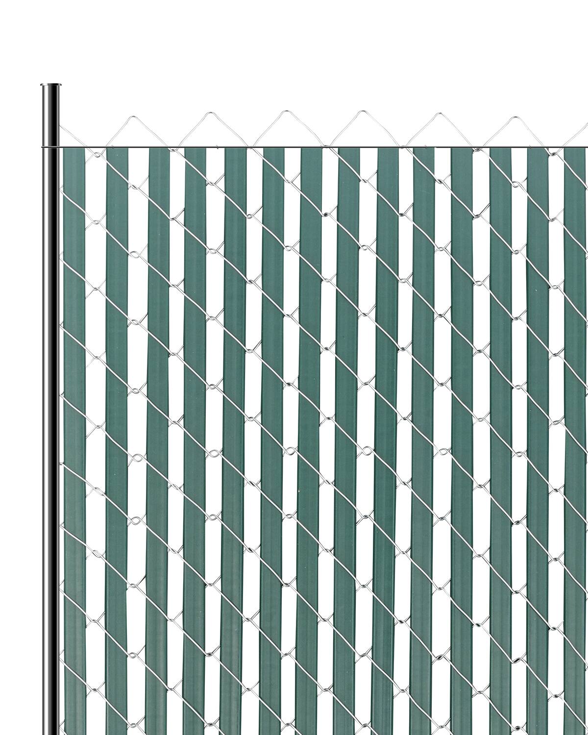 Front. VEVOR - Bottom Locking Privacy Slats, Double-Wall Vertical Bottom-Locking Slats for Chain-Link Fence - Green.