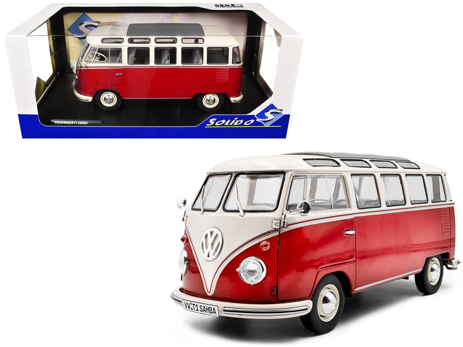 1962 Volkswagen T1 Samba Bus Red and White 1/18 Diecast Model Car by Solido price history on PriceWatchPro