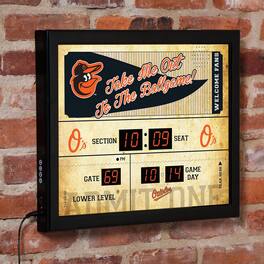 Evergreen Enterprises - Baltimore Orioles 15" x 19" Bluetooth Scoreboard Wall Clock - Brown