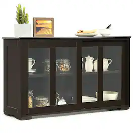 Pefilos - Sideboard Buffet Cupboard, Storage Cabinet with Sliding Door, Cabinet for Indoor - Brown