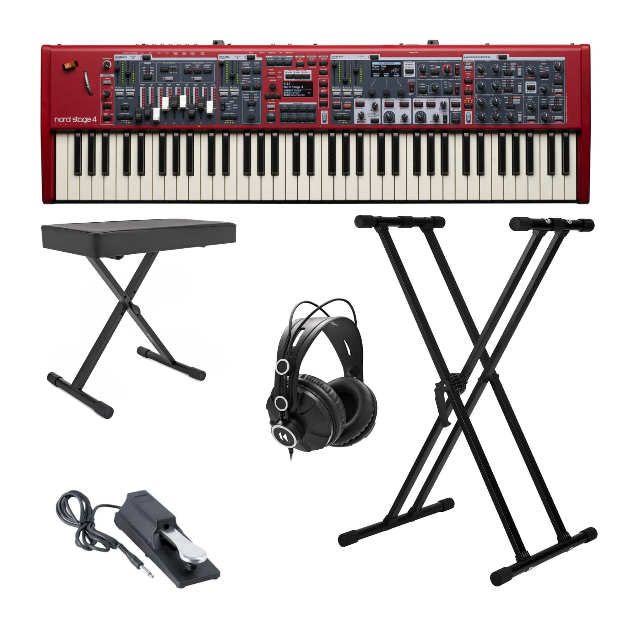 NORD - Stage 4 Compact 73-Key Keyboard with Stand, Bench, Headphones and Pedal