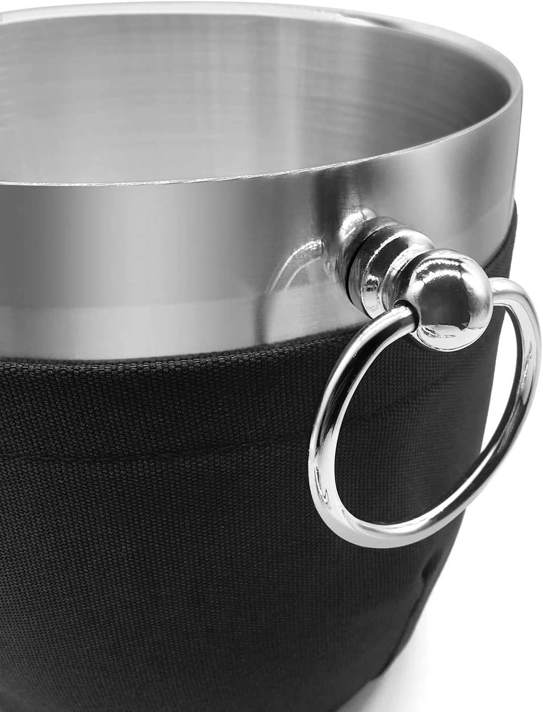 Alt View 4. Fortune Candy - Insulated 2.8L Ice Bucket, Double-Wall Stainless Steel w/Lid, Ice Tongs & Scoop, Handmade Nylon Holder for Parties, Bar - Black.