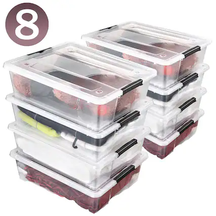 Front. Sorbus - Sorbus 40 Qtt 8 Pack Plastic Storage Bins with Lids for Under Bed Storage, Clear, Stackable Storage Containers, Large - Clear.