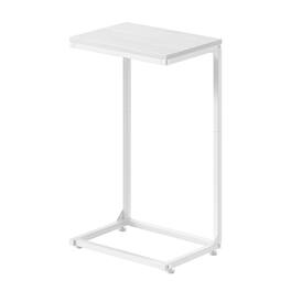 Oumilen - C-Shaped End Table with Sturdy Metal Frame - White