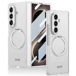 Dteck - Magnetic Hinge Protection Case for Samsung Galaxy Z Fold8 Ultra with Screen Protector,Rugged Slim Kickstand Back Cover - Silver