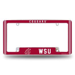 Rico Industries - Washington State Cougars Chrome Metal License Plate Frame with Full Frame Team Color Graphics - Multi