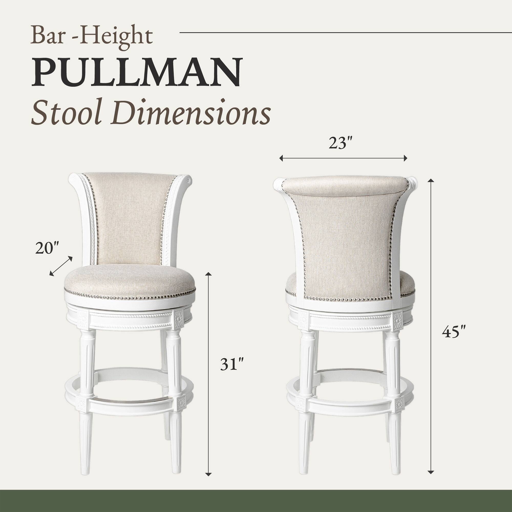 Bar-Height PULLMAN Stool Dimensions  
23" (width)  
20" (depth)  
31" (seat height)  
45" (overall height)
