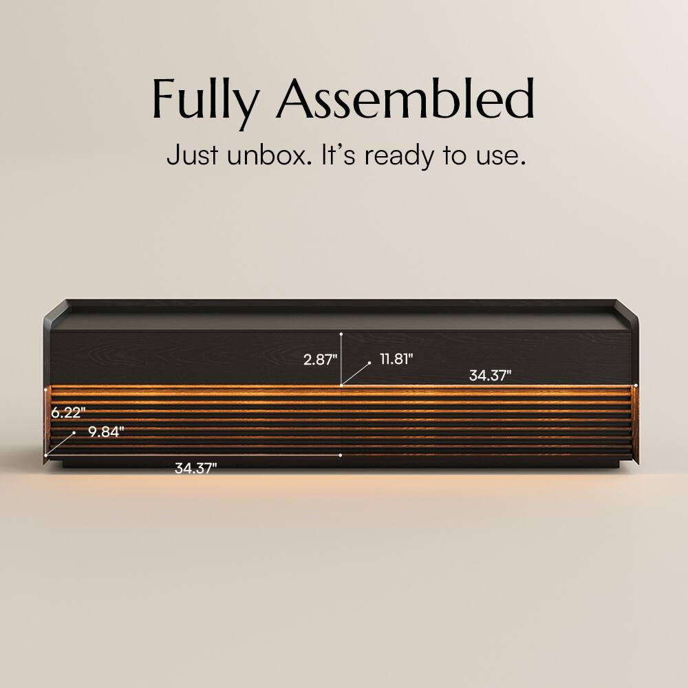 Fully Assembled  
Just unbox. It's ready to use.  

2.87"  
11.81"  
34.37"  
6.22"  
9.84"  
34.37"