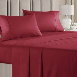 CGK Linens - 100% Cotton 400 Thread Count 4 Piece Sheet Set - Soft & Cozy Sateen Bed Sheets - Full - Burgundy