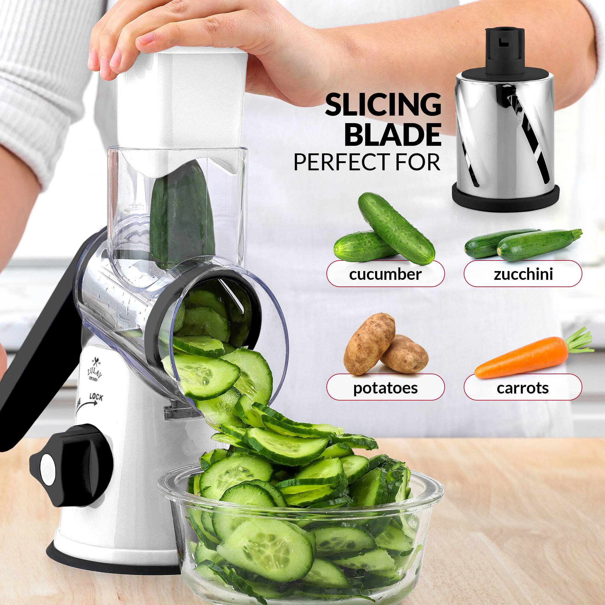 SLICING BLADE PERFECT FOR  
cucumber zucchini potatoes carrots