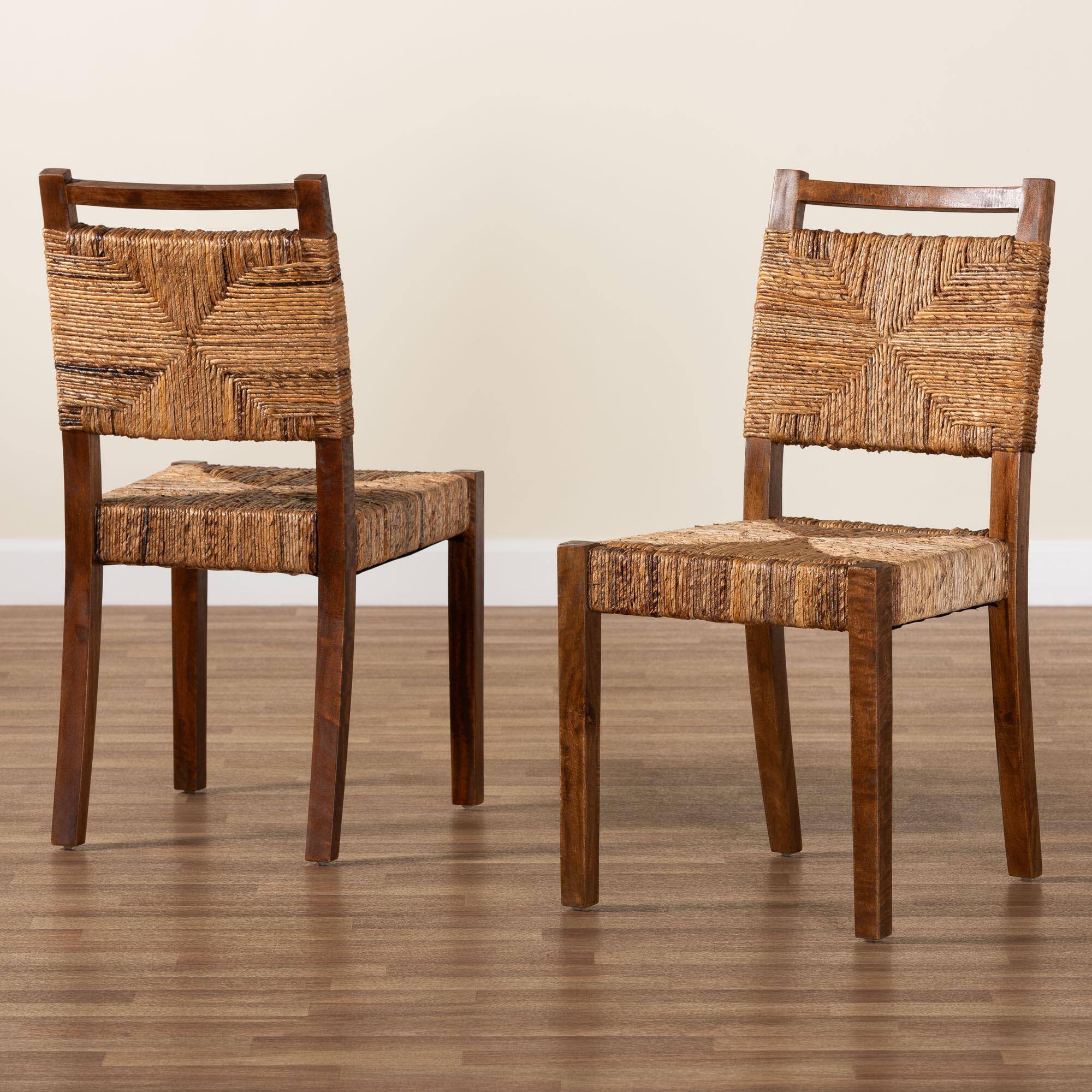 Alt View 4. bali & pari - Cordoba Bohemian Natural Seagrass and Mahogany Wood 2-Piece Dining Chair - Natural Seagrass/Teak.
