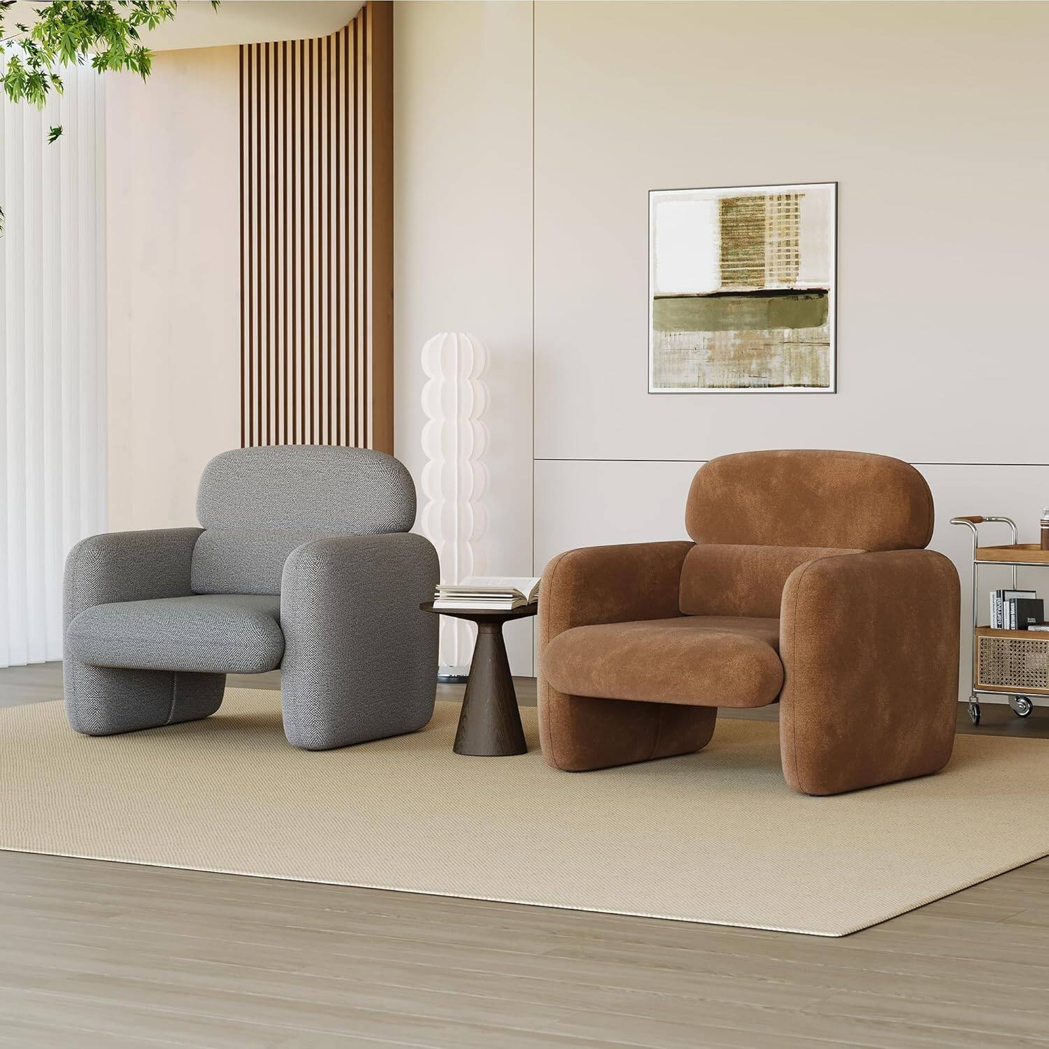 Alt View 2. Babevy - Modern Accent Chair, Wood Frame Sofa Chair, Comfortable Reading Armchair for Living Room, Bedroom, Apartment, Corner - Gray.