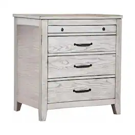 Manhattan Lane - Transitional Style Three Drawer Nightstand with Pull Out Tray - Gray