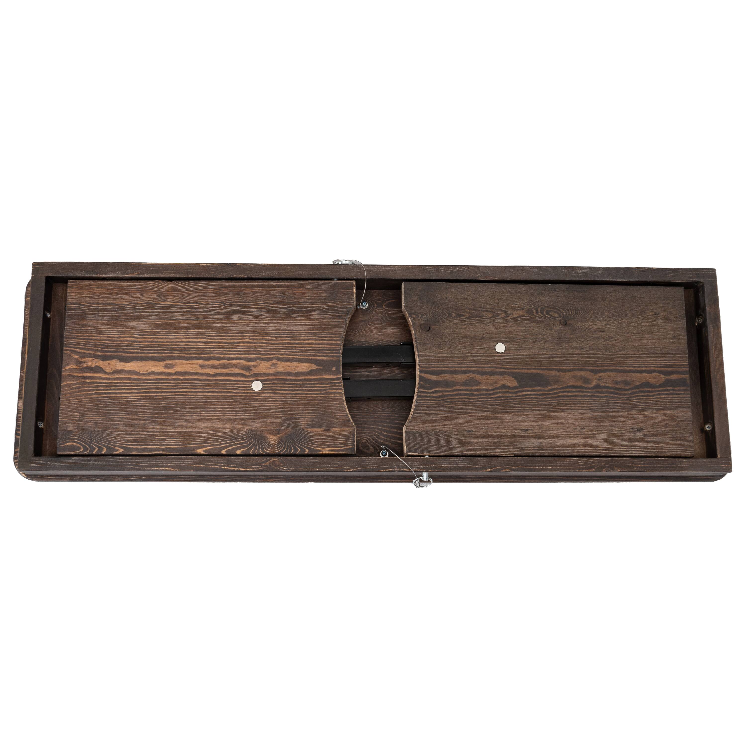 Alt View 10. Emma + Oliver - 40" x 12" Antique Rustic Solid Pine Folding Farm Bench - Portable Bench - Mahogany.