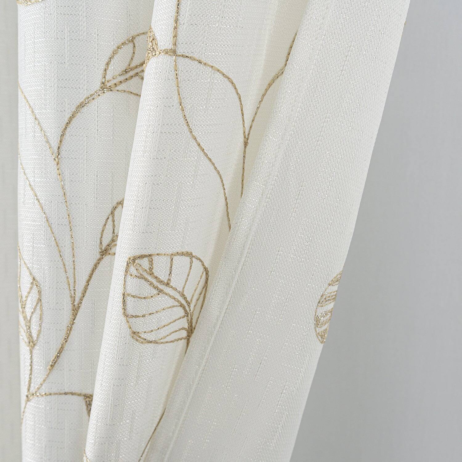Alt View 1. RT Designers Collection - RT Designers Collection 100% Polyester 140 GSM Reed Embroidered Grommet Curtain Panel 54" x 90" White - White.