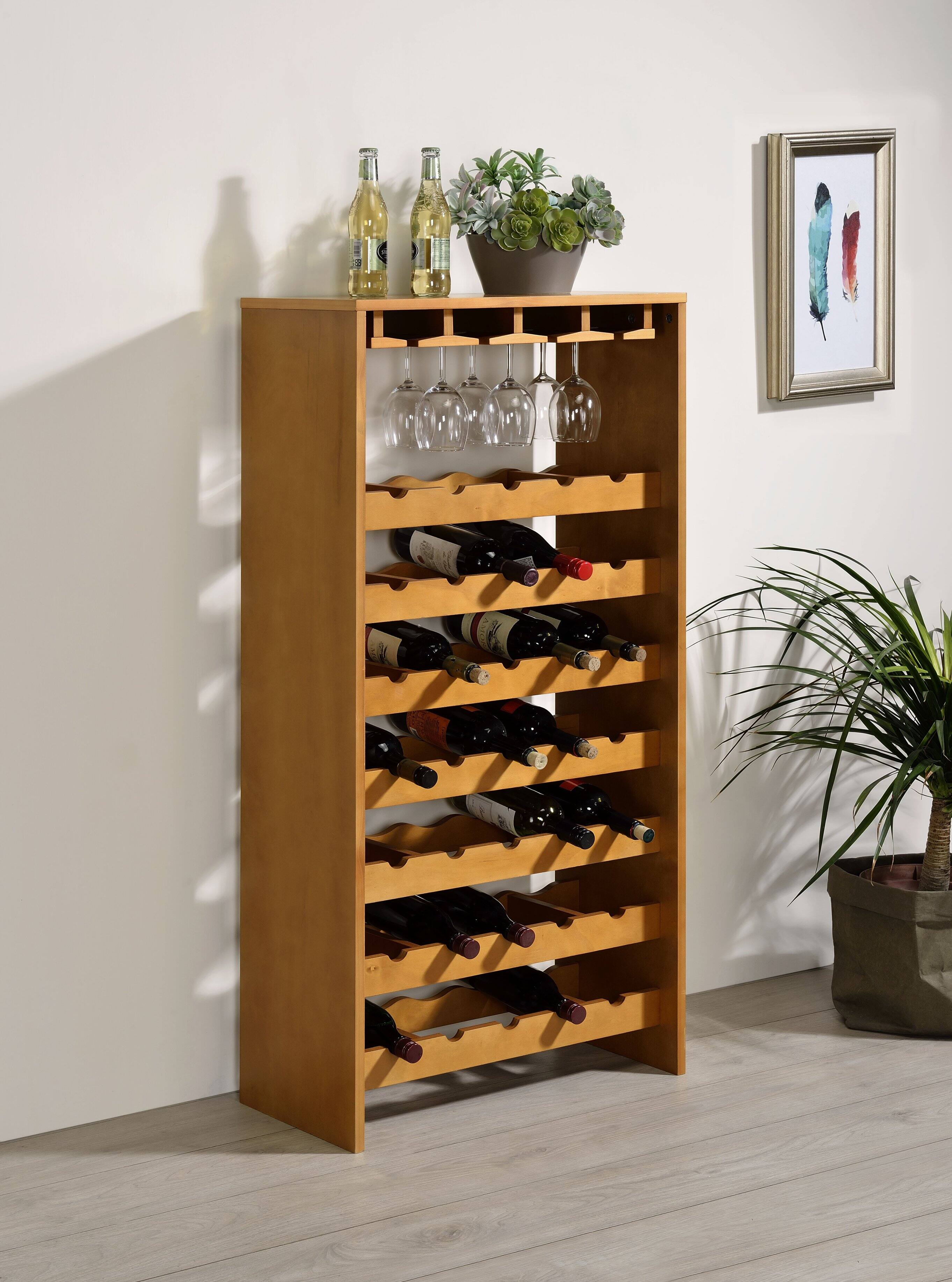 Back. TinyHomie - Hanzi Oak Finish Wine Rack.