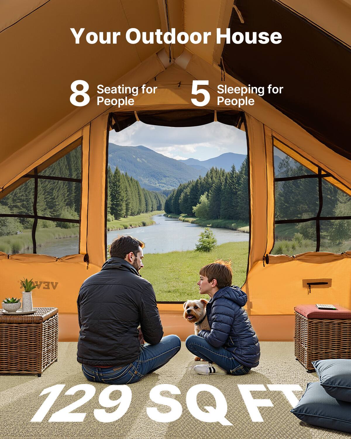 Your Outdoor House
8 Seating for People
5 Sleeping for People
129 SQ FT