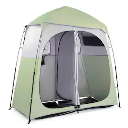 Winado - 7.5FT Camping Dressing 2-Room Shower Tent Pop Up Shelter with Carrying Bag Privacy Changing Room Portable Toilet Outdoor - Light Green