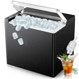 Teendow - Countertop Ice Maker, 26lbs/24H, 9 Bullet Cubes in 6 Mins, Ice Maker Machinewith 2 Ice Sizes, for Home & Kitchen - Black