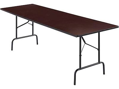 Front. Staples - Staples 8' x 30" Wooden Heavy Duty Folding Table, Walnut (58367) - Walnut.