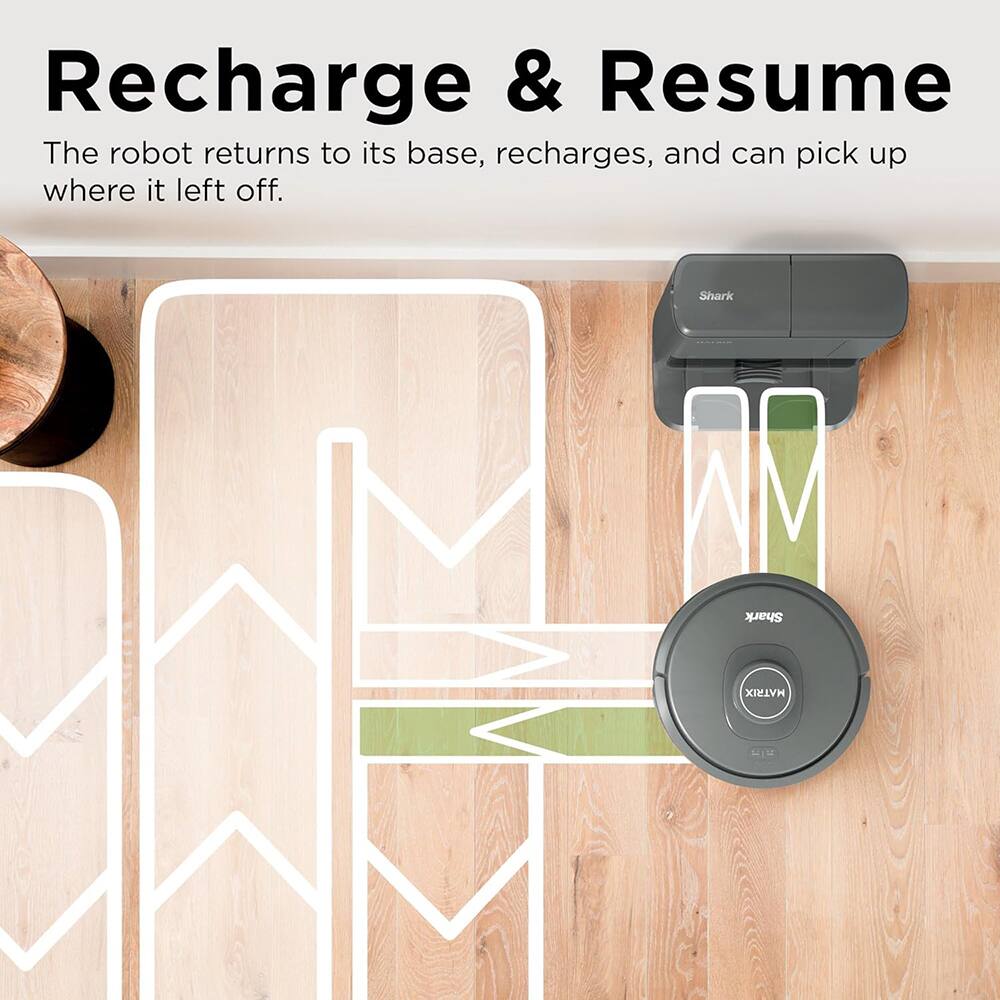 Recharge & Resume

The robot returns to its base, recharges, and can pick up where it left off.