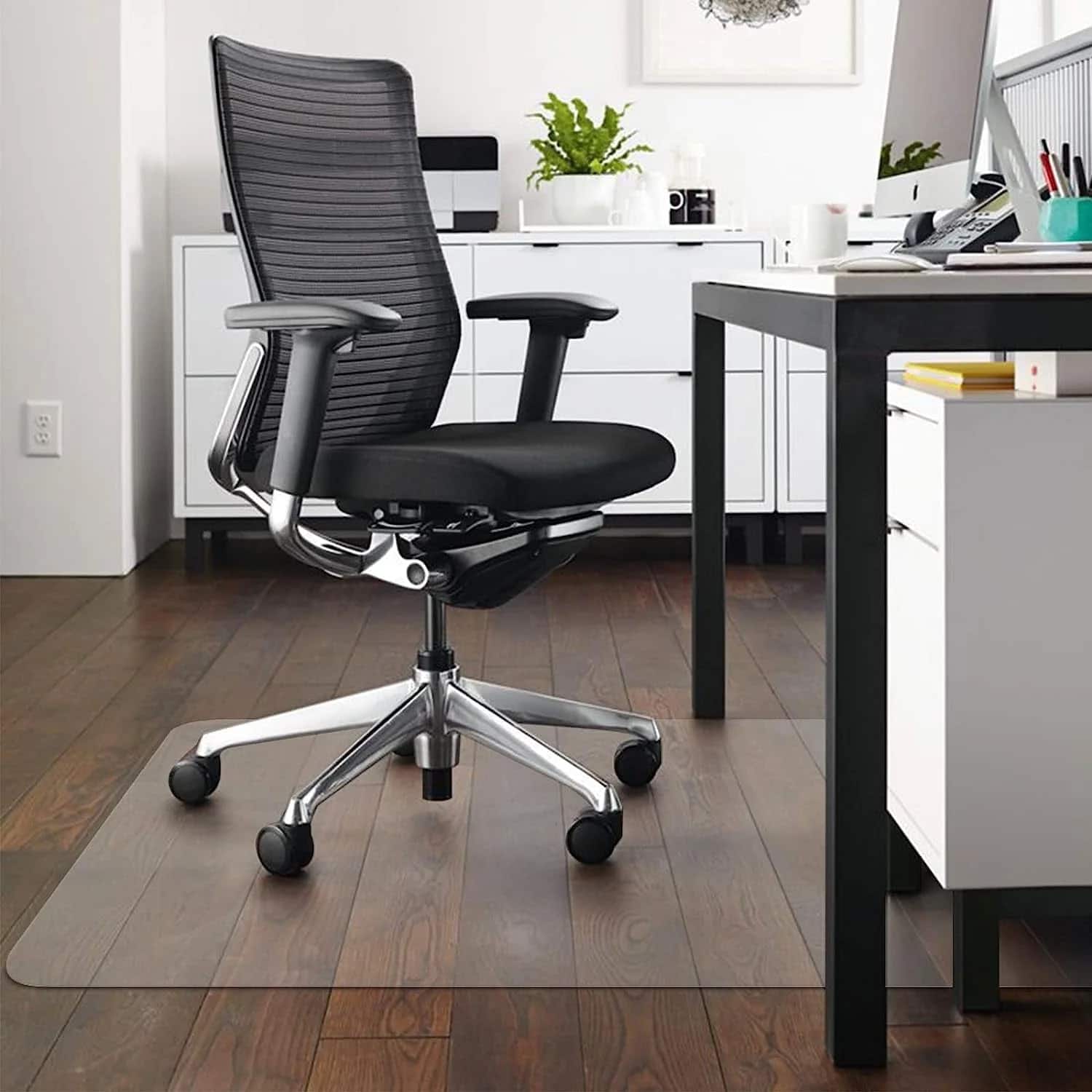 Front. MOVSSOU - Office Chair mat for Hardwood Floor Protection Cleanable PVC Floor Mat 36" x 48" Rectangle - sanding.
