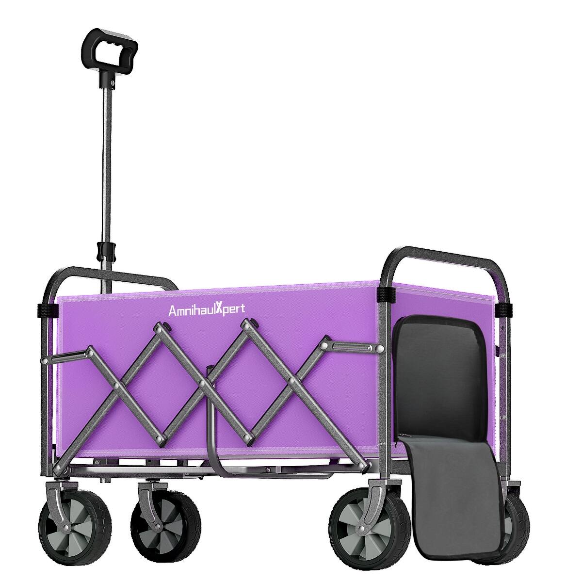 Alt View 9. Loheer - Loheer Heavy Duty Collapsible Wagon with Adjustable Handle and All Terrain Wheels, Purple.
