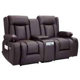 VEVOR - Loveseat Recliner Sofa, Power Reclining Couch with Heating & Massage and Timer, PU Leather Electric Recliner Sofa - Brown
