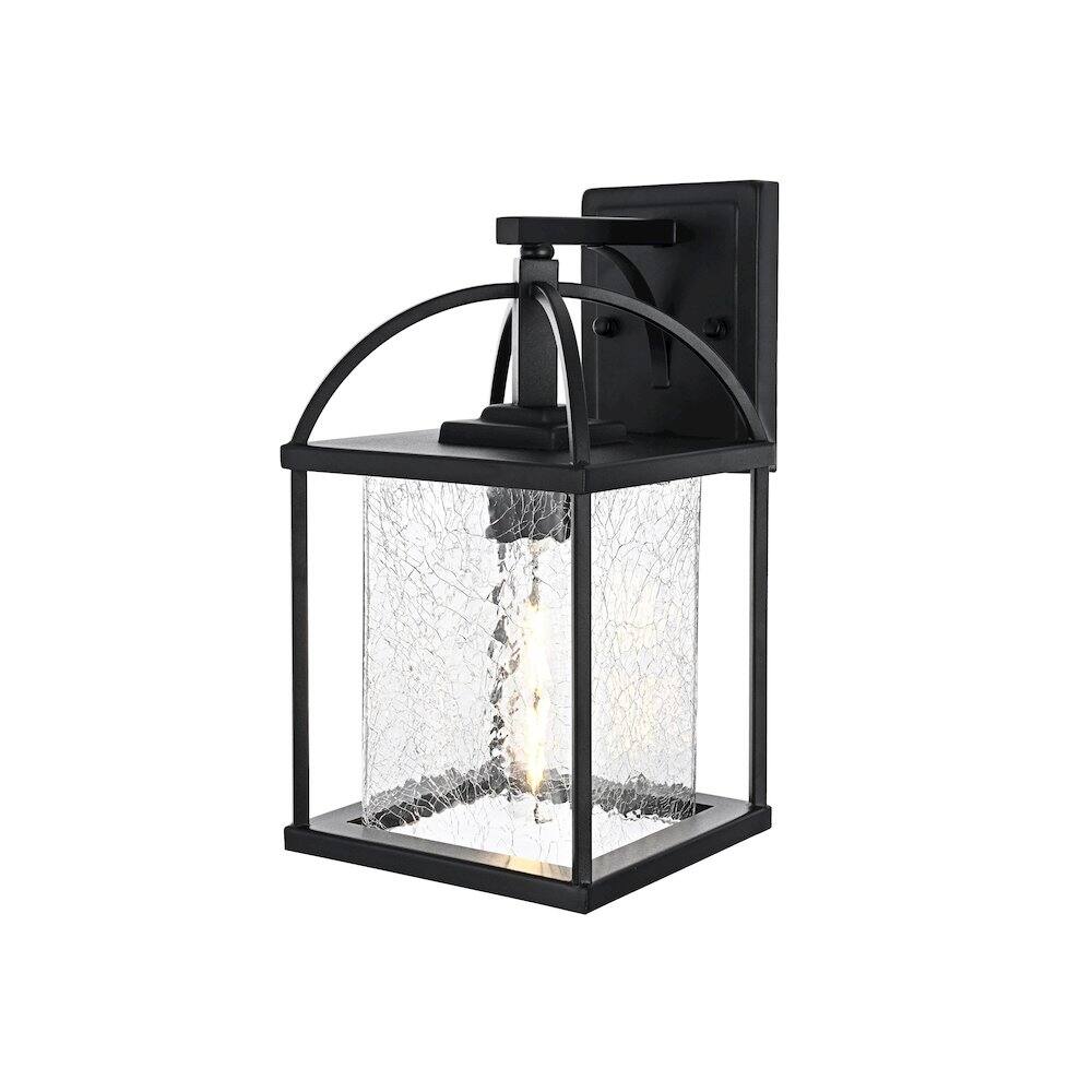 Angle. Elegant Lighting - Gratz 7 inch Outdoor Pendant in Black - Black.