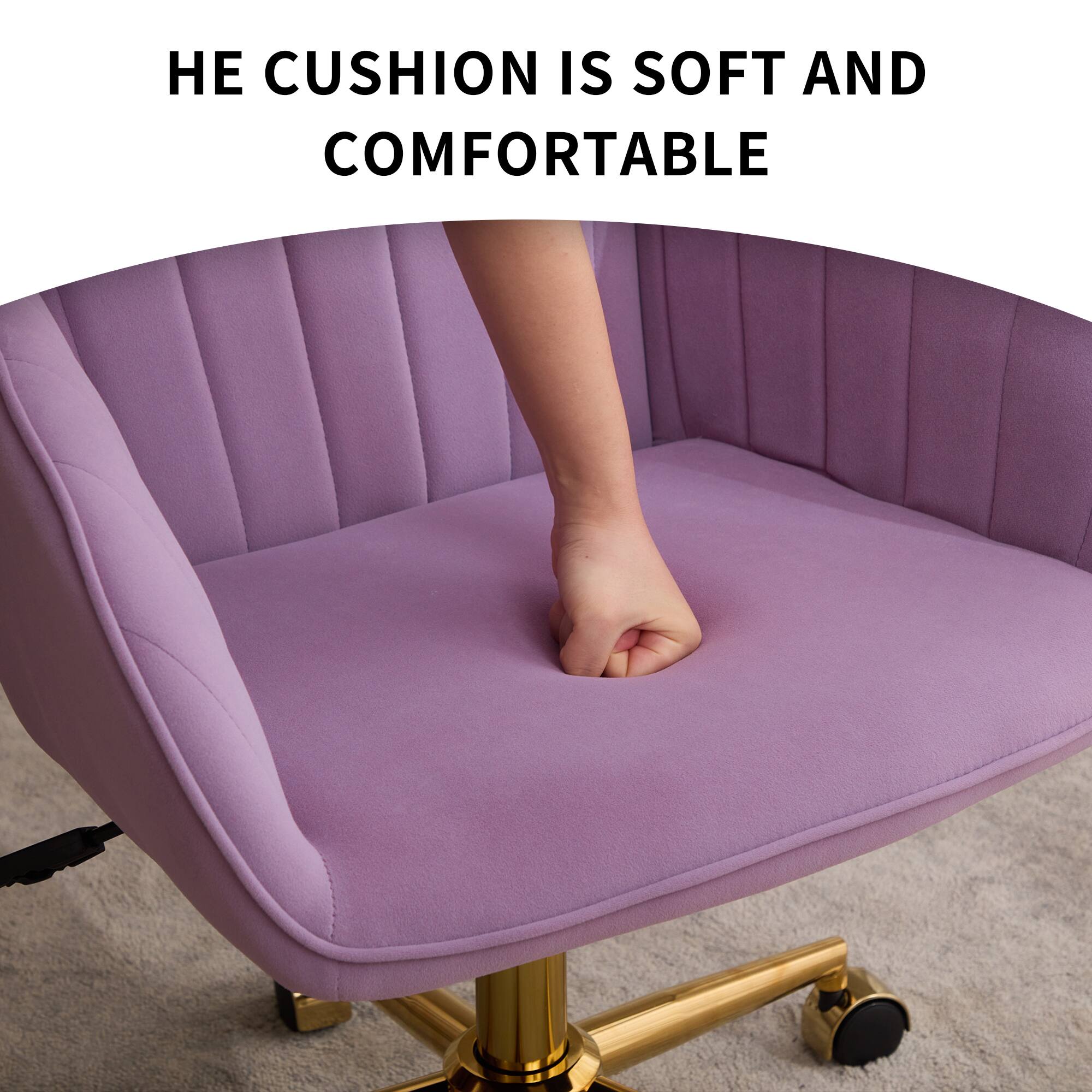 The text on the image is: "THE CUSHION IS SOFT AND COMFORTABLE."