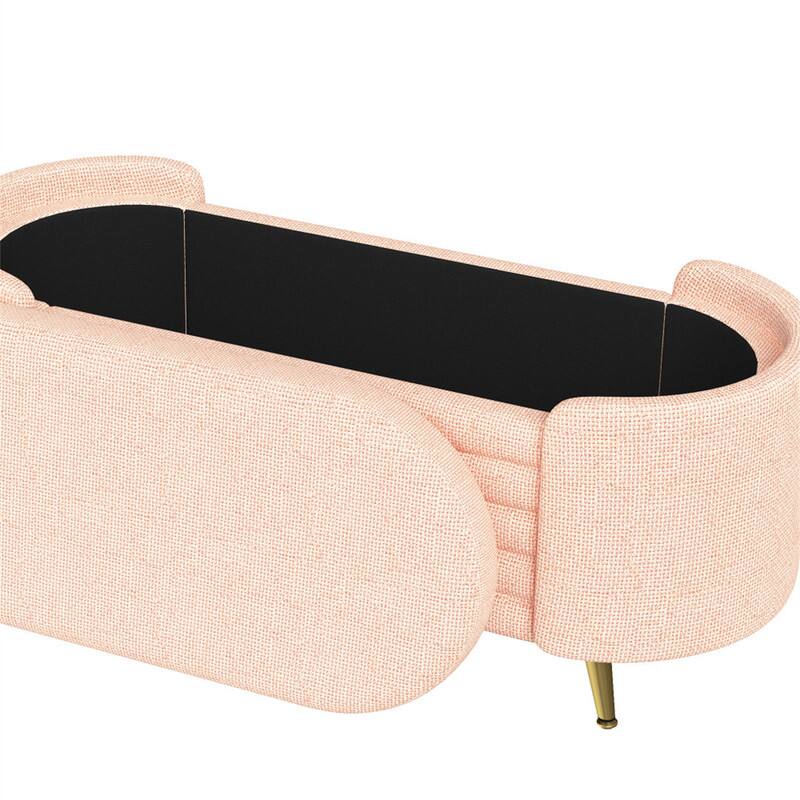 Alt View 6. HTUTWOO - Storage Ottoman - Upholstered Storage Bench End of Bed Bench Entryway Shoe Bench,Living Room Bedroom and Entryway - Pink.