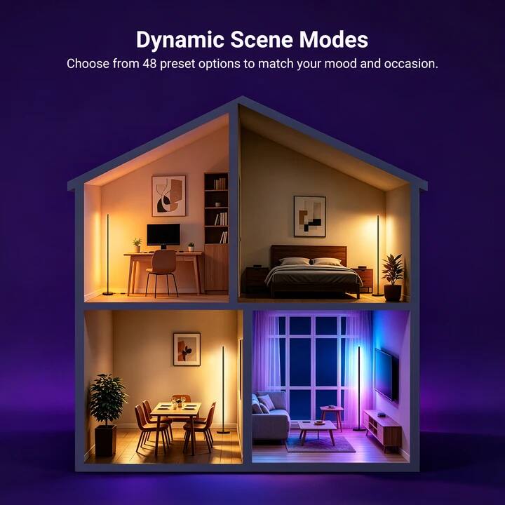 Dynamic Scene Modes  
Choose from 48 preset options to match your mood and occasion.