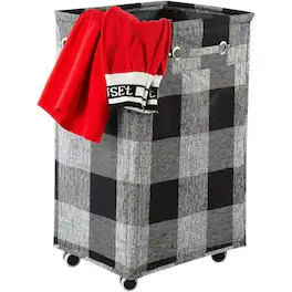 Vulpecula Spade - Laundry Basket with Wheels, Collapsible Laundry Baskets, Laundry Hamper with Handles Detachable Wheels, Rolling Laundry - Black