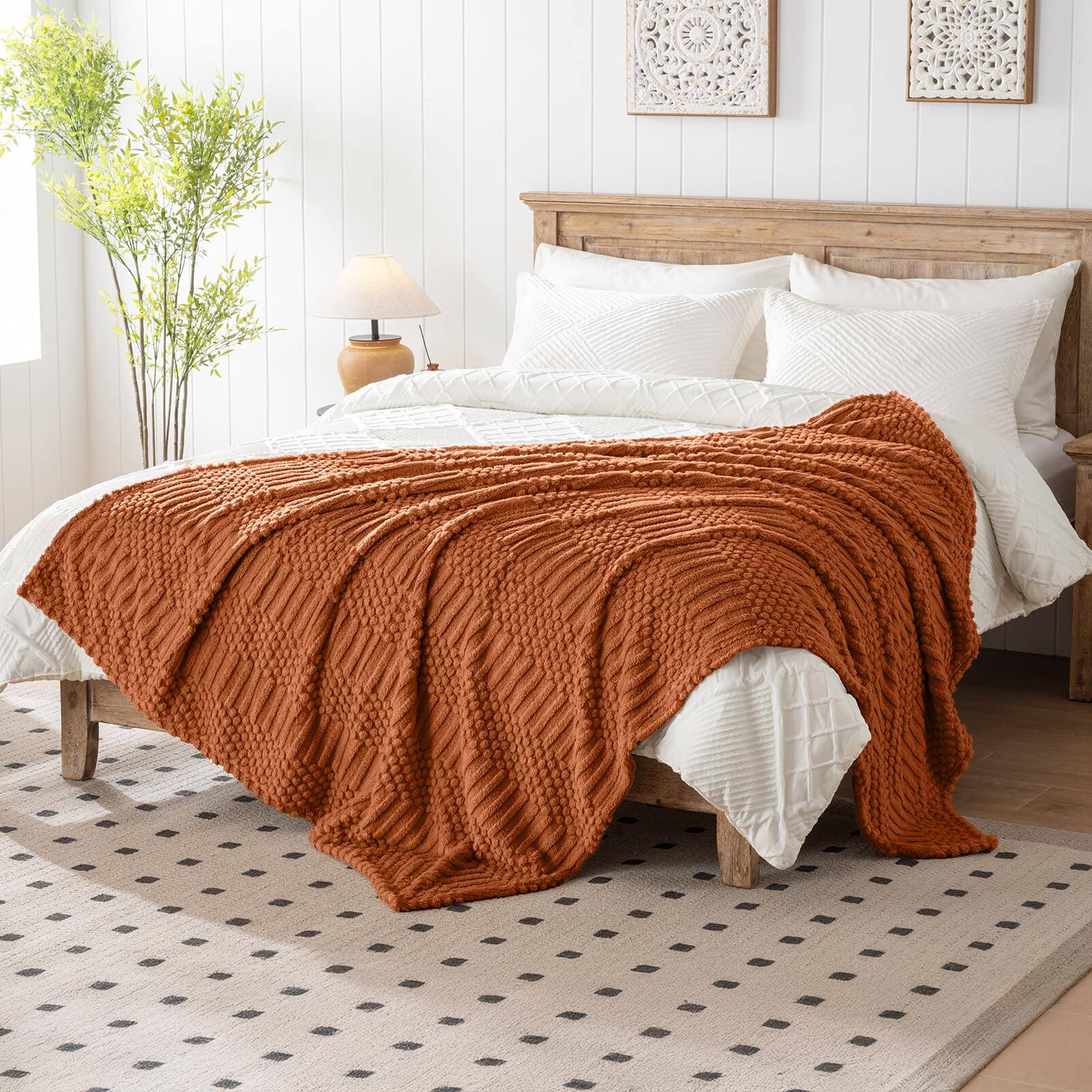 Alt View 1. Alchemy Casas - Inch Rust Throw Blanket Soft Fluffy Fleece Cute Aesthetic For Sofa Couch Chair Bed Living Room Bedroom All - Light Brown Twin(60x80).