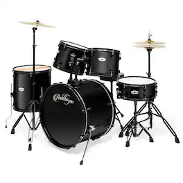 Ashthorpe - Adult Drum Set with Remo Heads (Set of 5) - Black