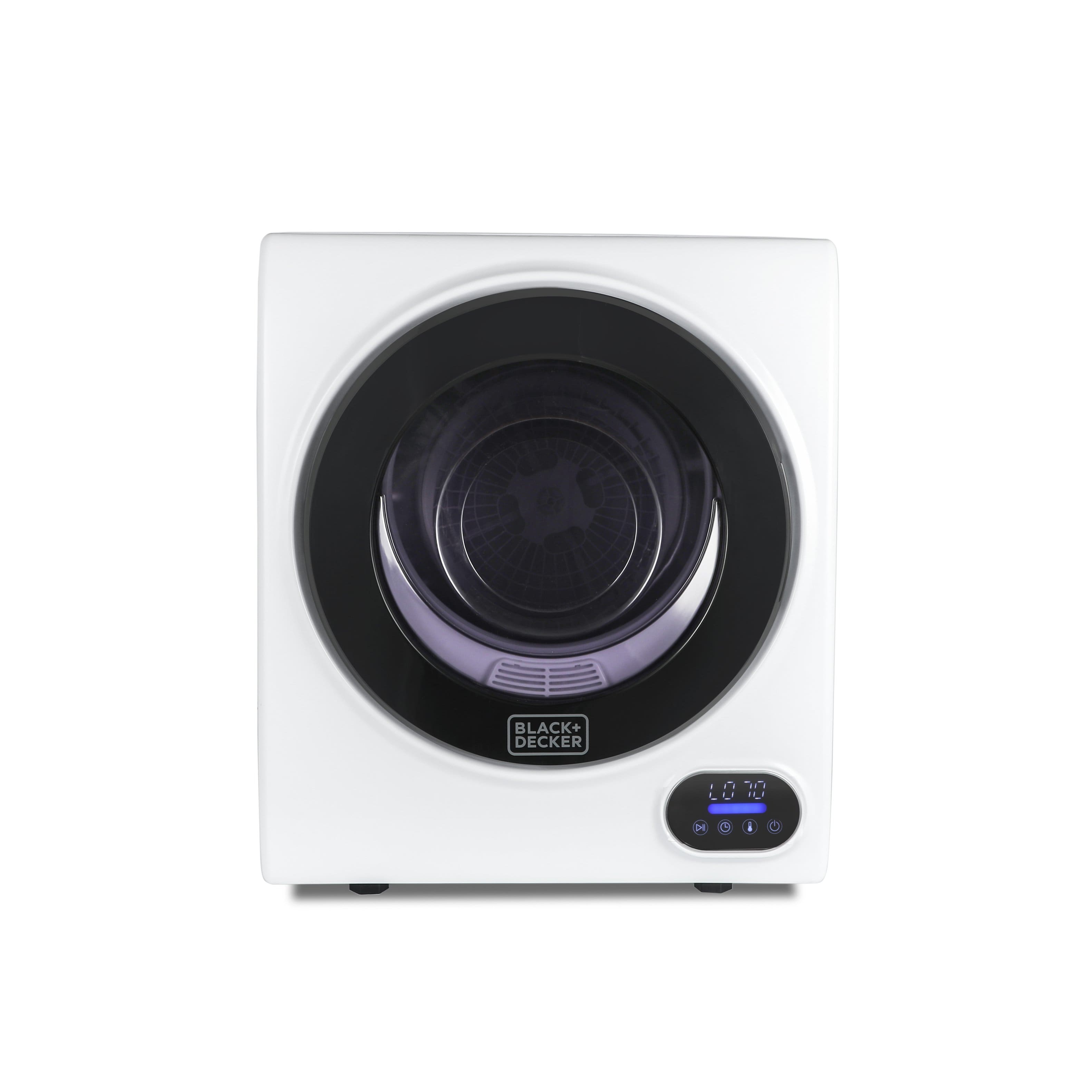 Black+Decker - 1.5 Cu.Ft. Stackable Smart Electric Dryer with Standard Wall Outlet - White - Front_Zoom