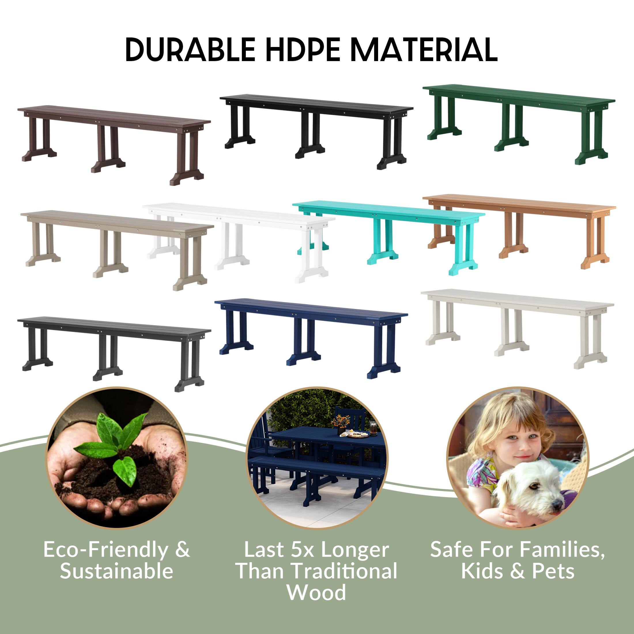 DURABLE HDPE MATERIAL

Eco-Friendly & Sustainable

Last 5x Longer Than Traditional Wood

Safe For Families, Kids & Pets