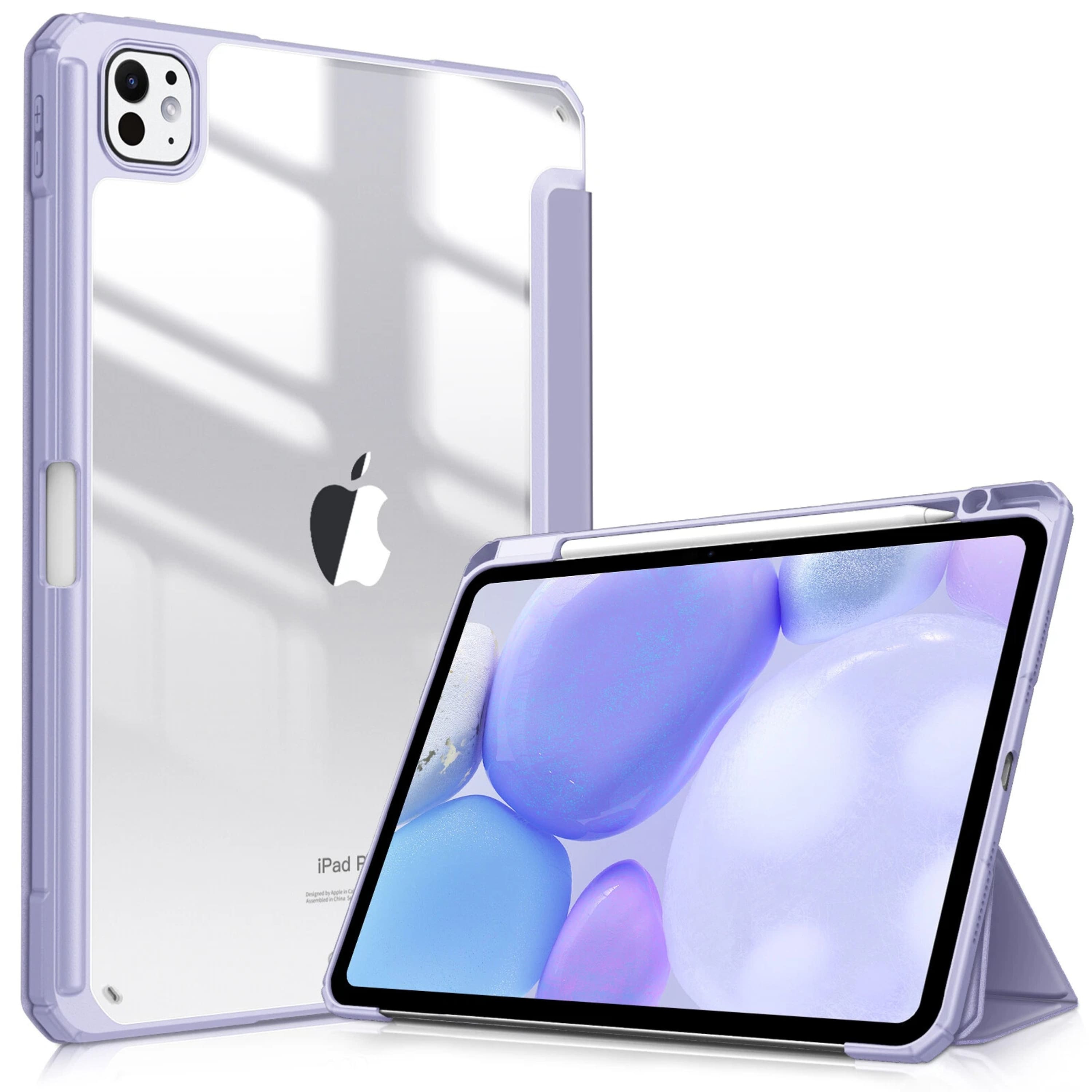 Front. Kitcheniva - Ultra Thin Hybrid Case For iPad Pro 11 Inch M4 2024 Transparent Shell Lilac Purple - Lilac Purple.