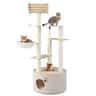 Gymax - 55.5'' Tall Wooden Cat Tree for Indoor Cats w/Condo Curved Perch Hammock - GYM18862