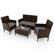 Front. Costway - 4 PCS Patio Furniture Set with Washable Cushions and Tempered Glass Coffee Table - Mix Brown + Grey.