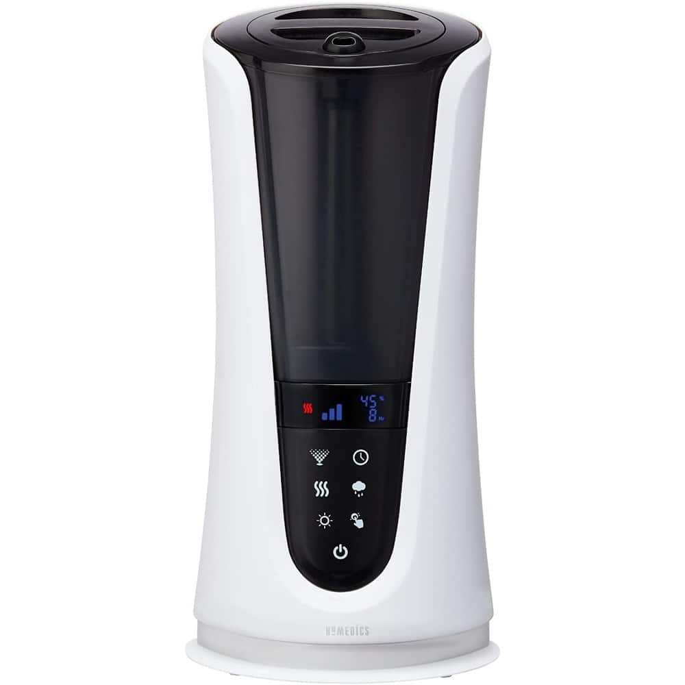 MOSZAR LLC - Homedics Ultrasonic Humidifier, Cool & Warm Mist, 5 Settings, White/Black