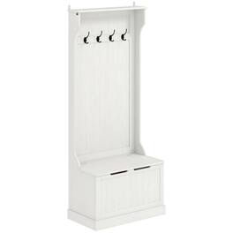 PULUZ - Hall Tree with Coat Rack, Storage, and Sitting Bench - Cream White